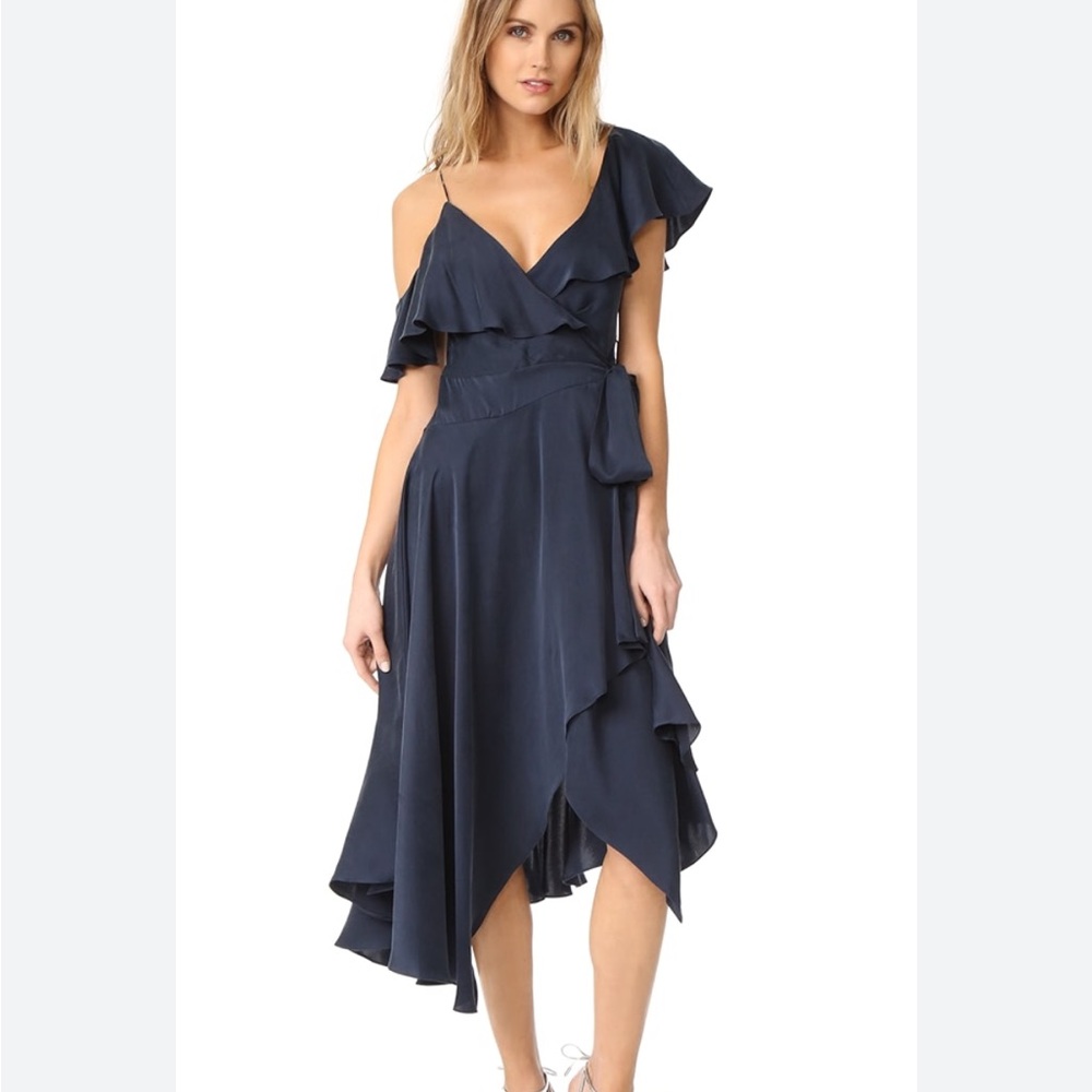 Zimmermann Blue Asymmetrical One-Shoulder Sueded Dress